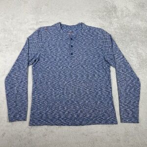 Rhone Henley Shirt Mens Medium Blue Long Sleeve Tee Athletic Stretch Pima Cotton
